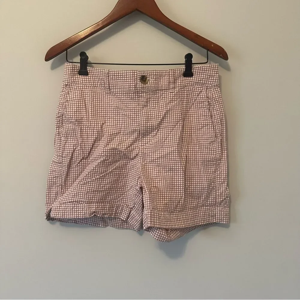 Old Navy Size 4 High Rise Pink and White Gingham Plaid Everyday Short